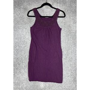 Athleta Sleeveless Crochet Scoop Neck Tank Dress Women Size Small Purple Pockets